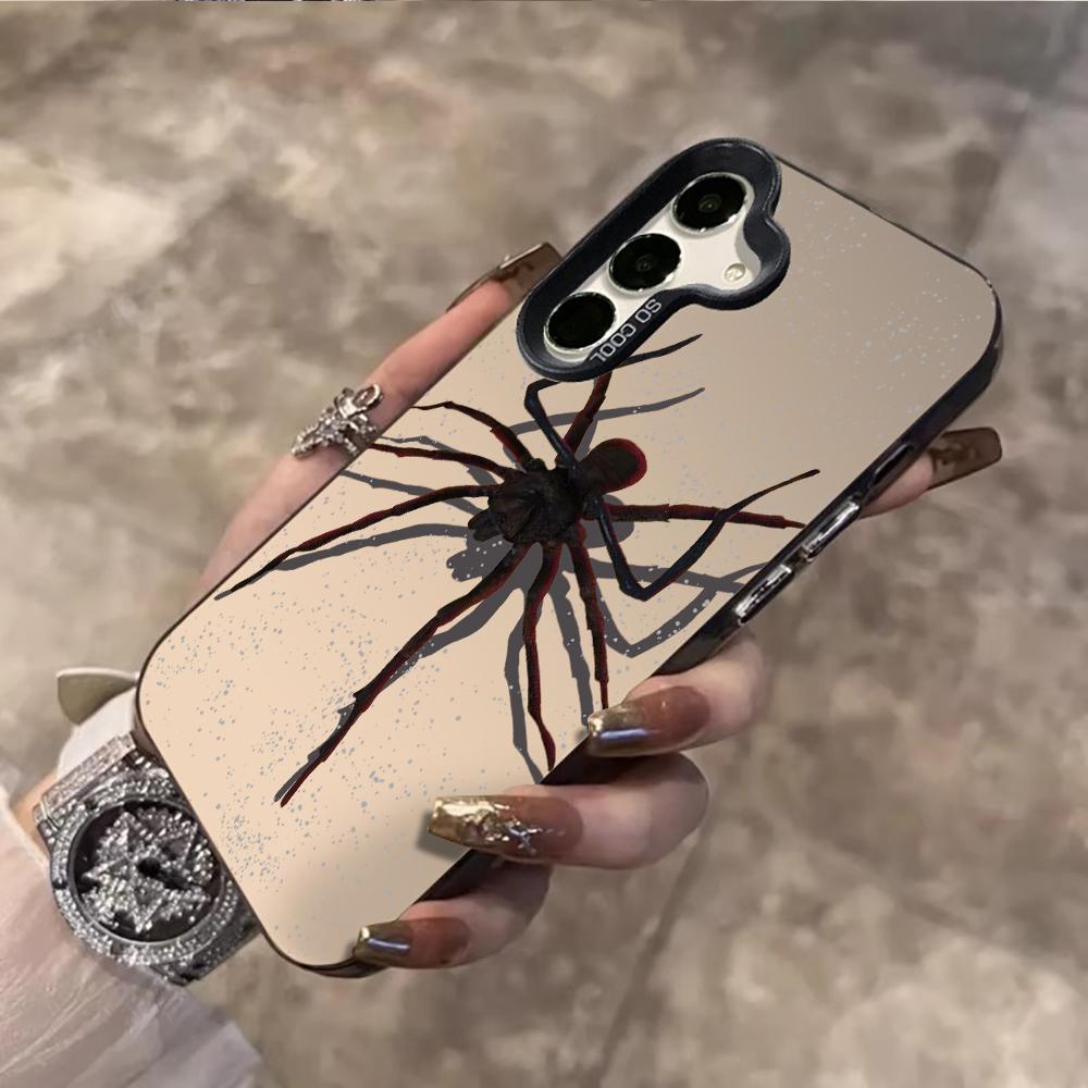 Black Spider Cartoon Cool Phone Case For Samsung Galaxy S26 Ultra S25 S24 S23 S22 PLUS FE A56 A55 A54 A53 IMD Shockproof Cover