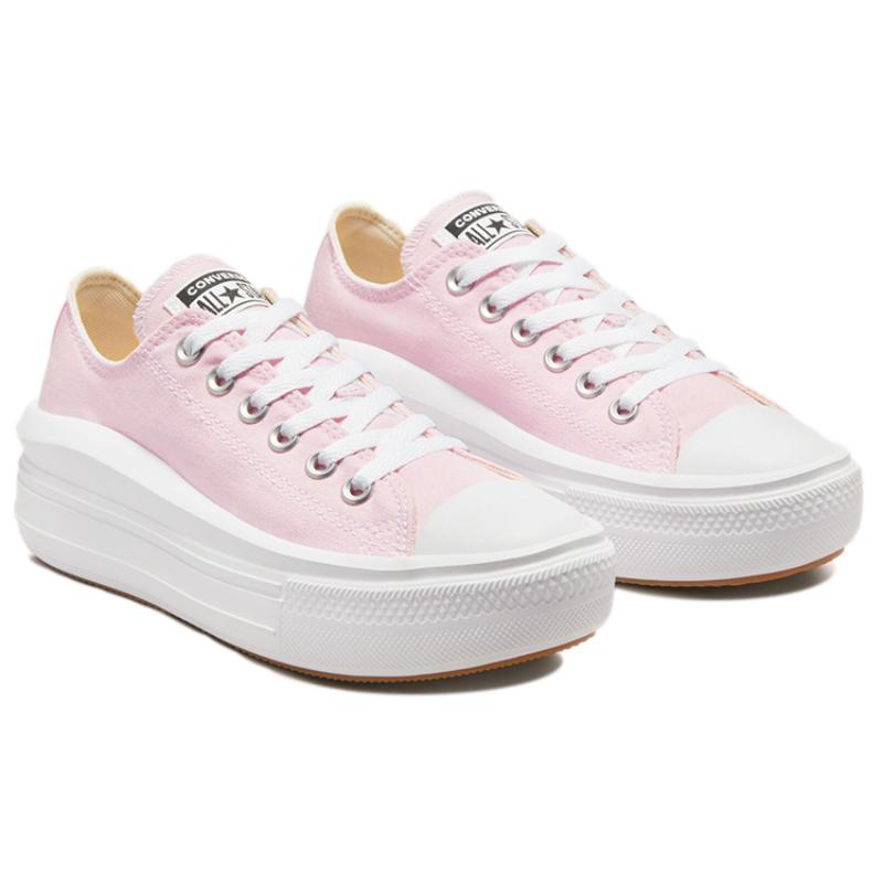 Converse Chuck Taylor All Star Move Удобные и универсальные низкие парусиновые кеды Женские розово-белые