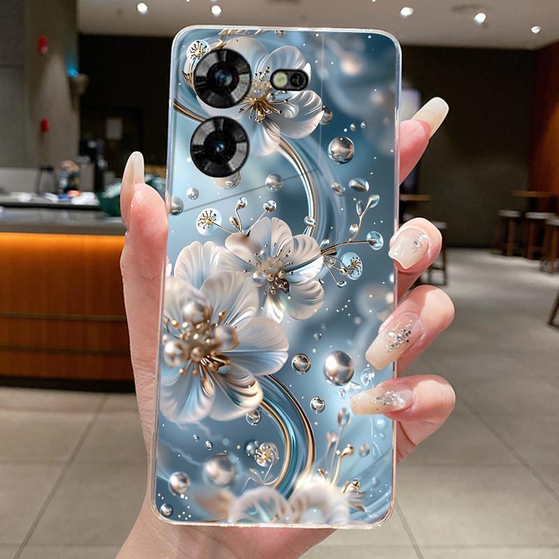 Для Tecno Pova 5 LH7n 5Pro LH8n Чехол для телефона Tecno Pova 5 Pro Чехол Прозрачный Роскошный Модный Бабочки Цветы Мягкий ТПУ Силиконовый Чехол