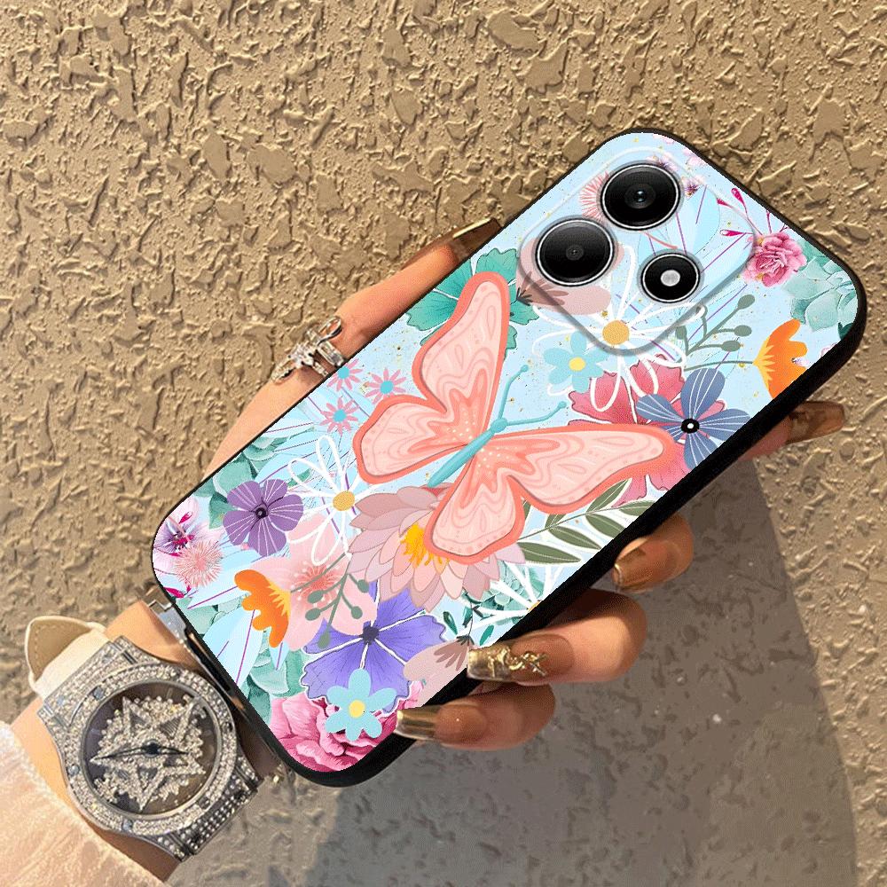 Cartoon Butterfly Flower Case for Xiaomi Redmi Note 14 14C A3 K80 9 8 7 12C 13C A1 12 11 10 A4 A5 13 Pro Plus Phone Cover A2 A1