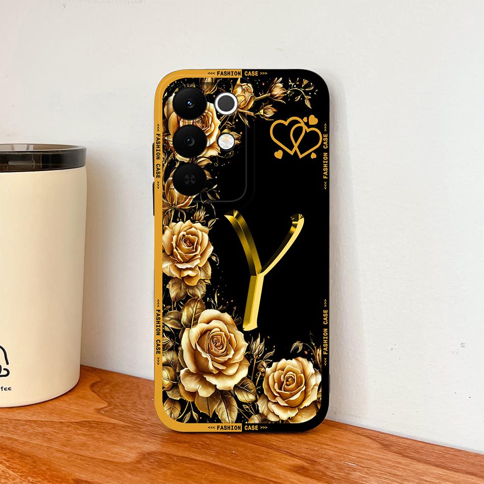 Чехол для телефона Realme C85 Pro Цветы Имя Буквы Мягкий Жидкий Силикон Чехол с Полной Защитой Для Realme C 85 Ударопрочный Корпус