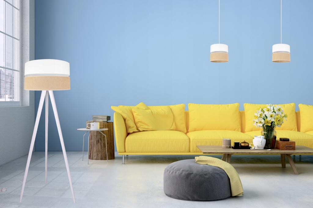 TRIPOD FLOOR LAMP WOODEN LAMPSHADE 45CM WHITE