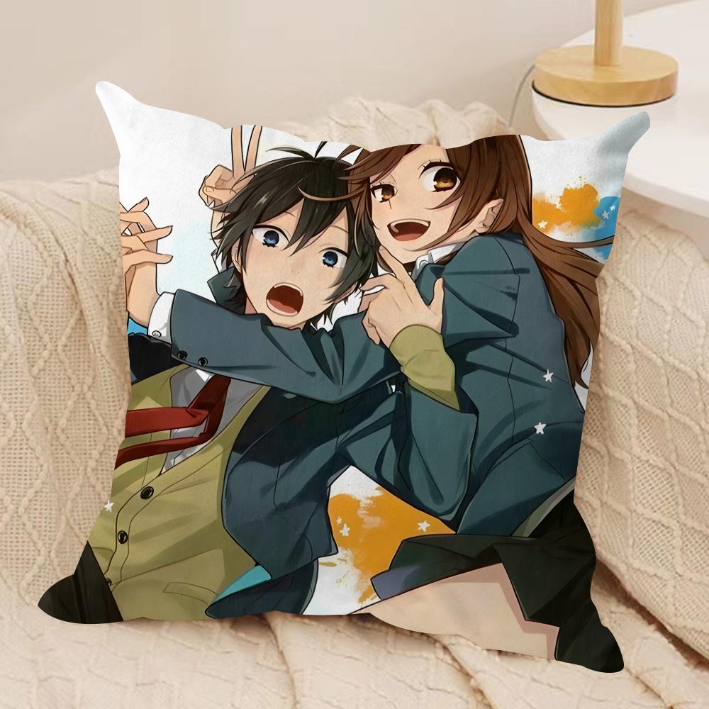 Cartoon HHorimiya Anime Cushion Cover Silky Short Plush Invisible Zipper Dustproof Sofa Pillow Case For Home Decor