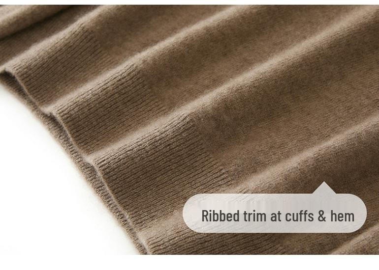 Women's Cashmere Round Neck Sweater – Versatile Solid Color Knit Top for Autumn/Winter.