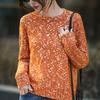 Autumn And Winter New Floral Yarn Crew Neck Knitted Sweater Long Sleeve Women'S Floral Yarn Wool Pullover Loose Bottoming Shirt Top