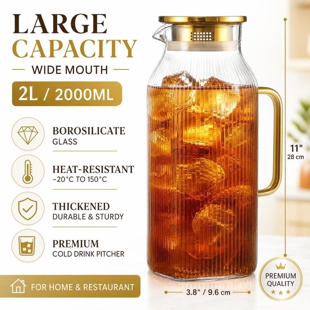 with Lid Glass Teapot Jug High Borosilicate Cold Water Glass Kettle Home Kitchen Use