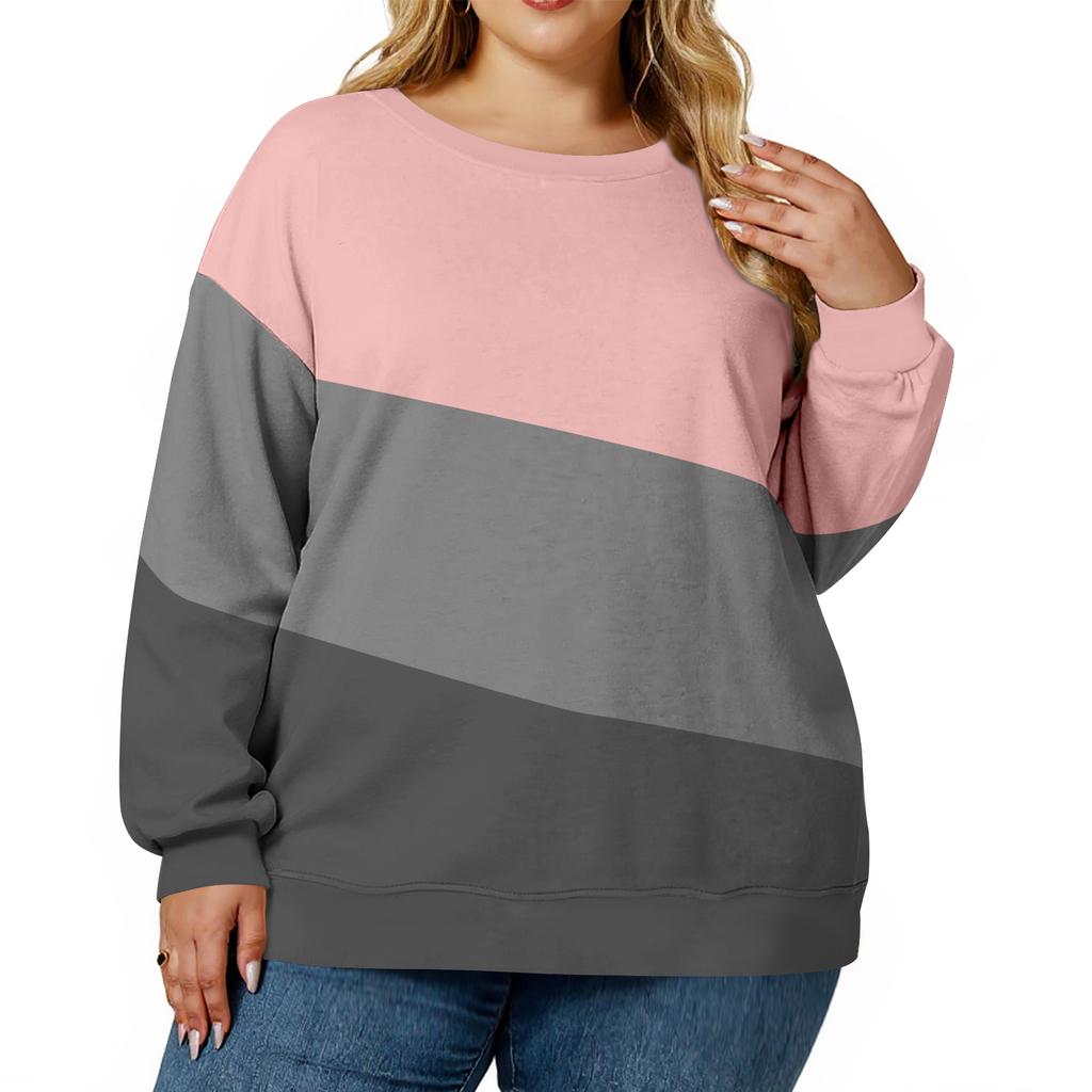 Plus Size Sweatshirt For  Women Oversized Crewneck Long Sleeve Pullover Tops