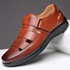 Men's Leather Shoes Business Casual Dress Single Shoes Soft Sole Non-slip Summer Men's Sandals Dad Shoes Black