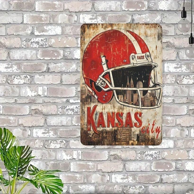 Винтажная металлическая табличка Kansas City Football Bar Декор стены 20x30см Водонепроницаемая