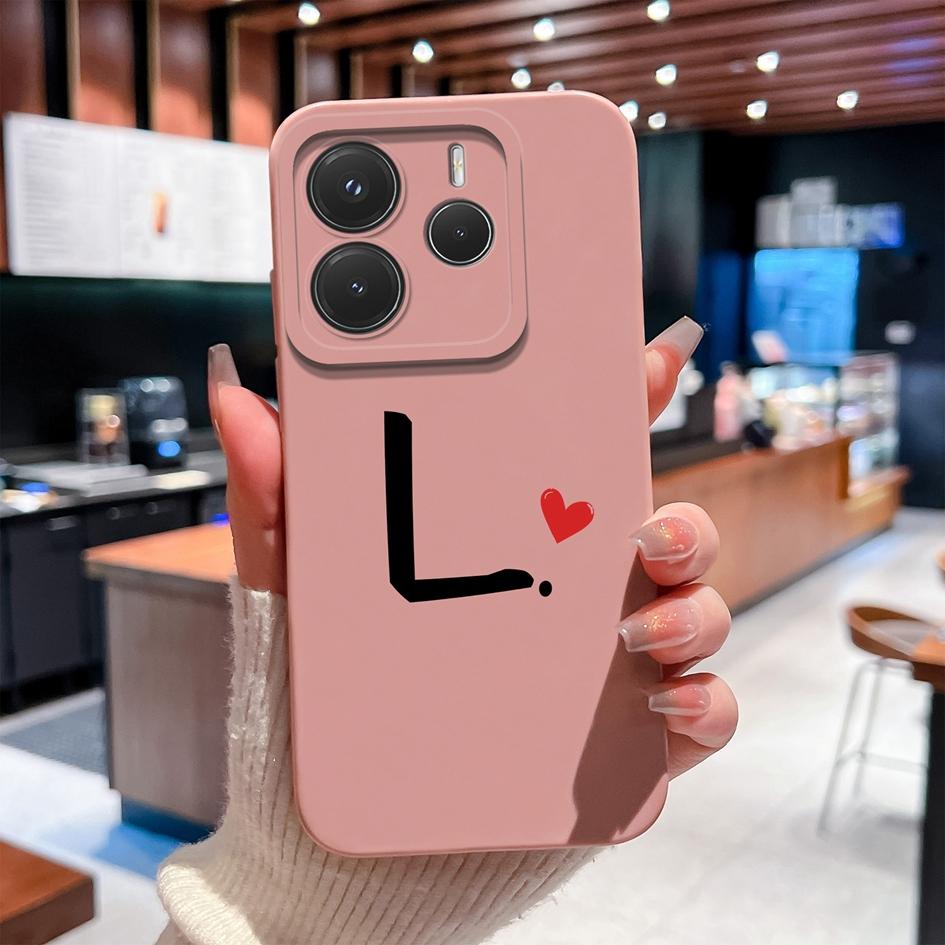 Чехол для Redmi Note 14 14S 11 11T 11E Pro Plus Creative Black Letters Liquid Silicone Высококачественный противоударный прочный противоскользящий корпус для Redmi Shell