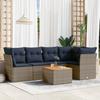 6 piece Garden Sofa Set with Cushions Grey Poly Rattan