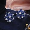 Luxury Sunflower Double-Layer Zircon Women's Stud Earrings - Fashionable Copper Jewelry Accessories