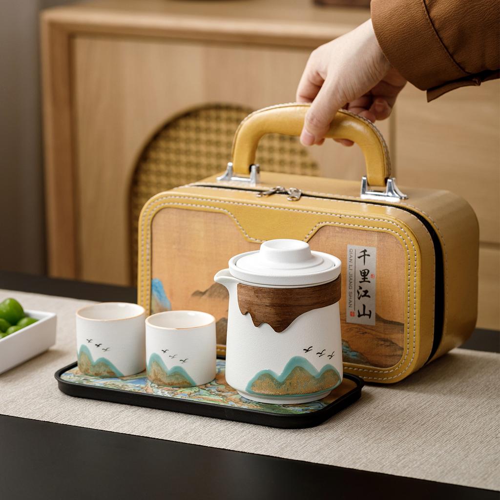 Forbidden City merchandise Yuanshan outdoor travel tea set household kung fu teapot company opening event souvenir