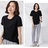 IHUASU Однотонная футболка с короткими рукавами, весна-лето, женская свободная хлопковая рубашка с коротким рукавом и о-образным вырезом, тонкий топ