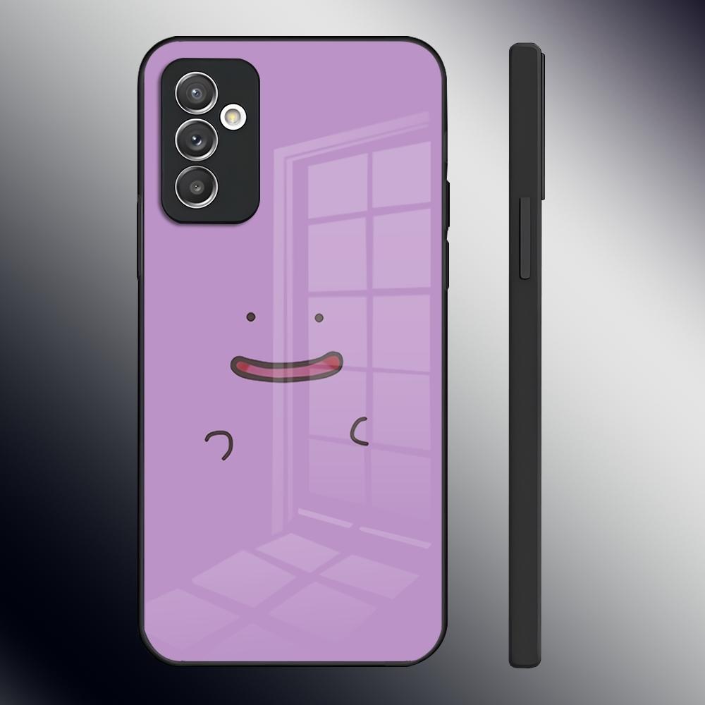 Мультяшный Милый Чехол-Телефон Дитто Для Samsung S24 Ultra S23 S22 S20 Fe S21 Plus A54 A34 A24 A53 A13 A16 Стеклянная Задняя Крышка