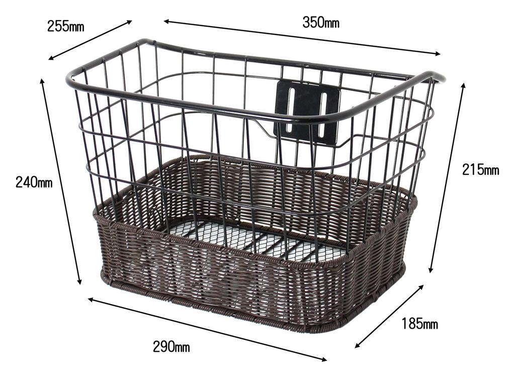 SAGISAKA Передняя часть велосипедной проволоки из ротанга, совместимая с маленькой корзиной 48425 и колесами корзины, черная/коричневая