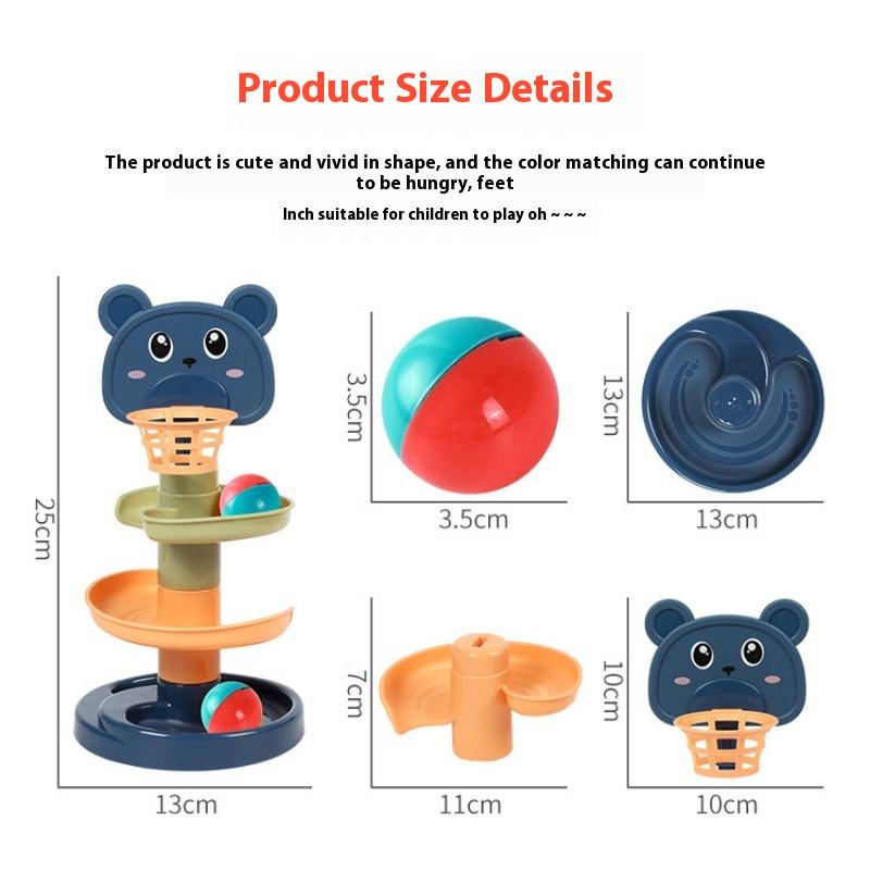 Стрельба, укладка, веселье, поворот, детская забавная дорожка, скользящая башня с мячом, детское образование, раннее образование, катящаяся игрушка с мячом