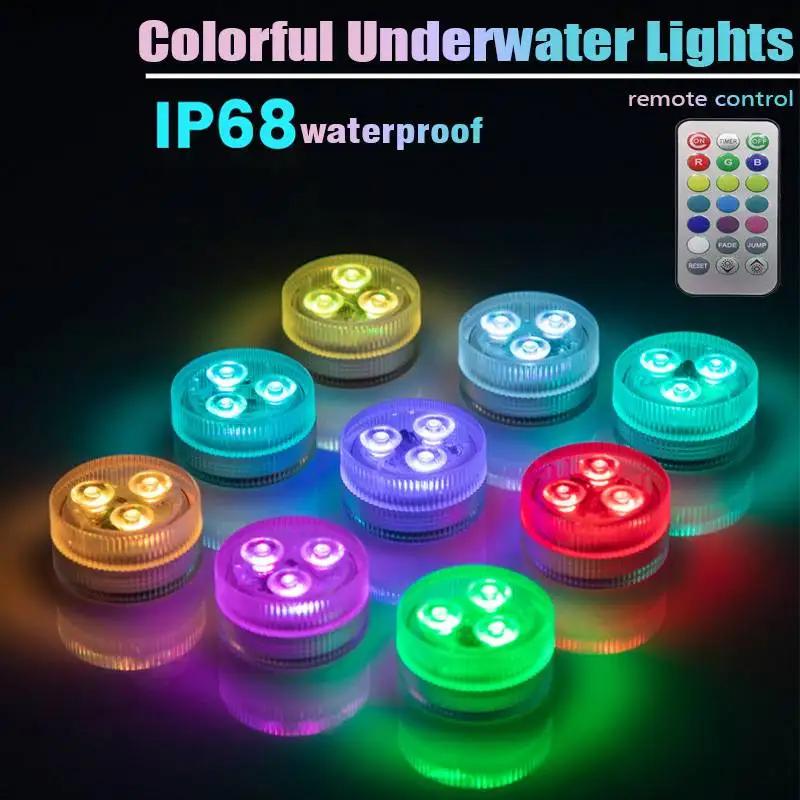 3 светодиодных подводных светильника 16 цветов RGB IP68 водонепроницаемый на батарейках аксессуары для бассейна светильник для улицы погружной светильник