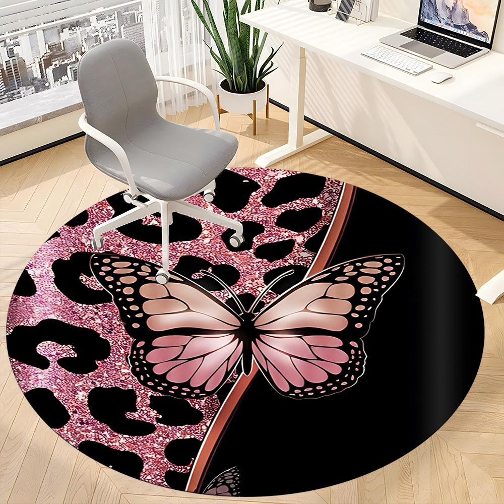 1pc Butterfly Leopard Pattern Chair Carpet for Office, Non-slip, Soft and Durable Office Rug for  Decoration, Perfect for Office yy260105026