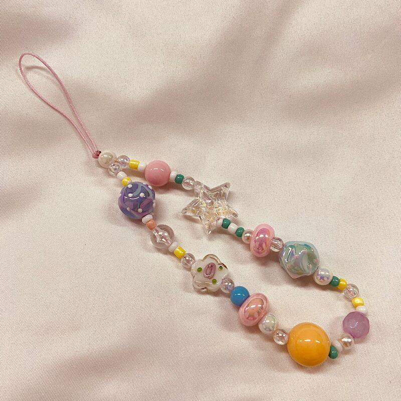 Творческий DIY красочный бусины телефонная цепочка анти-потеря телефон ремешок шарм милый кулон шнурок для девушки сотовый телефон ремешок на запястье Kechain