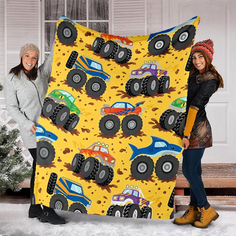 Truck Theme Printed Blanket - Perfect for Couch, Bed, Travel & Outdoor Use | Machine Washable, Cozy & Durable.