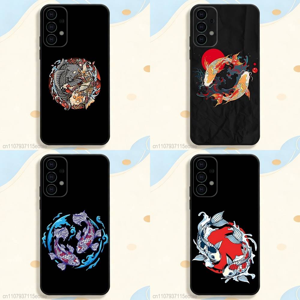 Чехол для телефона Koi Carp YIN YANG для Samsung серии S s21 s22 s23 s24 s25 S26 FE Plus Ultra TPU Мягкий, приятный для кожи чехол
