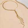 Крутое минималистичное медное ожерелье-цепочка в виде змеи для женщин, модное плетеное ожерелье с кристаллами и длинной кисточкой на ключицы, ожерелья, ювелирные изделия