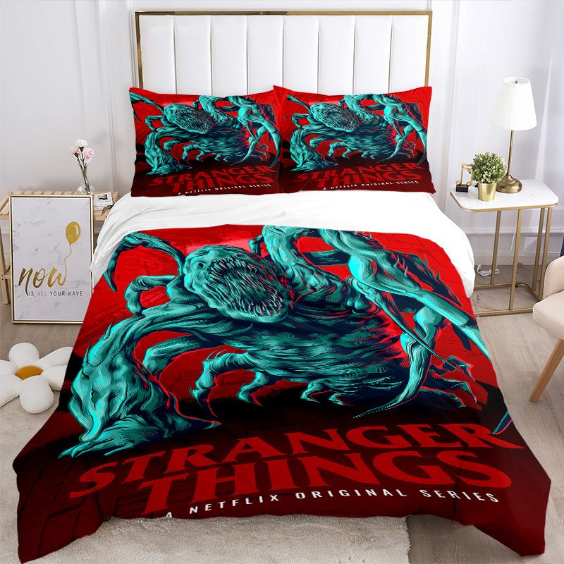 Stranger Things Horror Series Print 3Pcs Bedding Setduvet Cover With 2 Bedropillowcase Home Birthday Gift