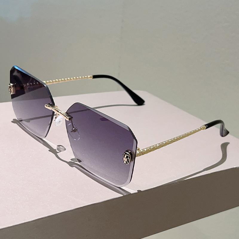 Квадратные солнцезащитные очки без оправы Новинка Модные Градиентные Повседневные Солнцезащитные очки Женские Трендовый Дизайн Роскошного Бренда Декор Оттенки