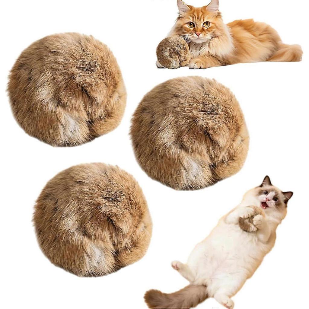 Rabbit Fur Ball Cat Toy, Soft Fluffy Cat Toy Ball, Rabbit Fur Ball Soft Plush Cats Toy, Catnip Toys for Indoor Cats, Indoor Interactive Kitten Toys fo