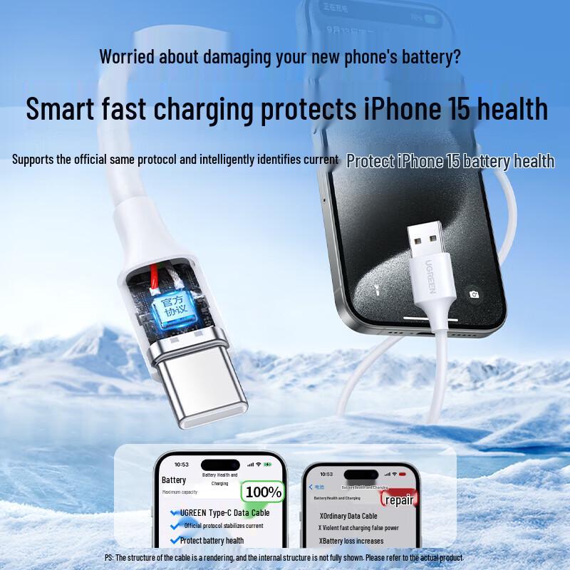 Ugreen Быстрозарядный кабель для передачи данных USB-A на USB-C