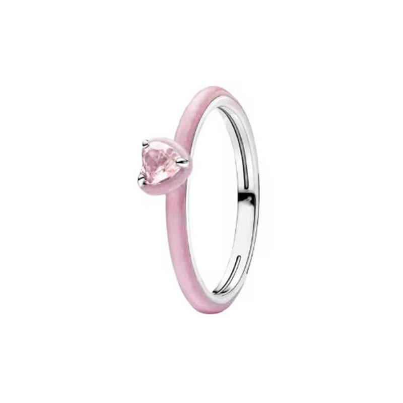 S925 Silver Pink Flower Bee and Bow Women's Ring Fashionable and Versatile Gift for Friends 2026