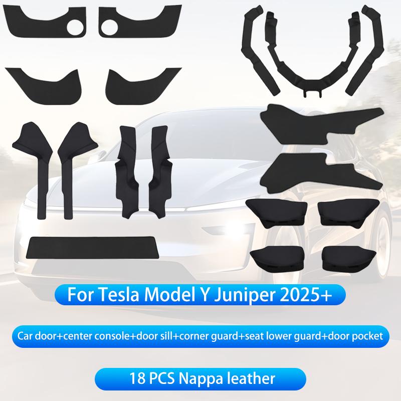 Для Tesla Model Y Juniper 2025+ Панель боковой части центральной консоли Защитная накладка от пинков Кожаная наклейка Накладка на ноги Автоаксессуары