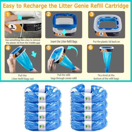 8Pcs Trash Bags Baby Breeze Diaper Pail Refill Bags Odor Absorbing PE Material Large Capacity Diaper Bin Trash Bags