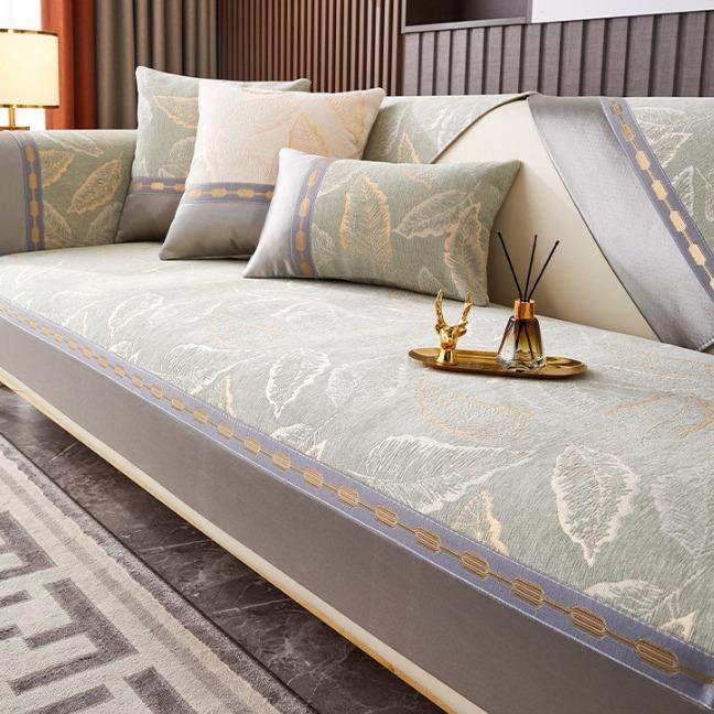 Чехлы для диванов с жаккардовыми листьями, диваны, синель L-типа, сборный чехол для дивана, подлокотник, универсальный для всех сезонов, диванная подушка