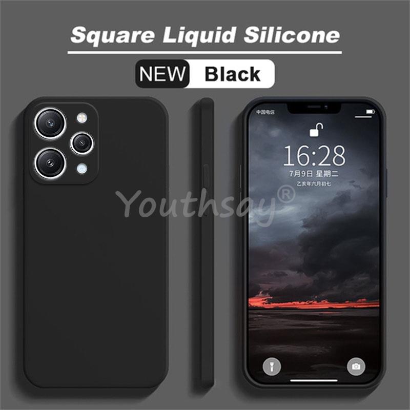 For Xiaomi Redmi 12 Case Silicone Liquid For Redmi 12 Cover Plain Rubber TPU Protector Phone Case Redmi 12 Cover