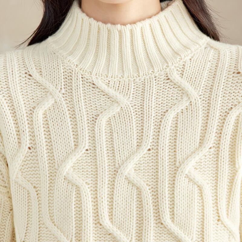 Женский шерстяной свитер крупной вязки с высоким воротником от Srcr