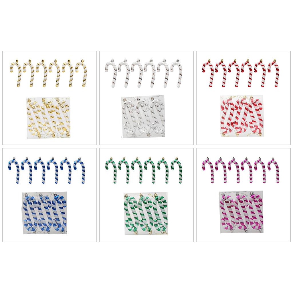 6 шт. Рождественское украшение в виде леденца, блестящее пластиковое подвесное украшение для рождественской елки, для праздничных вечеринок