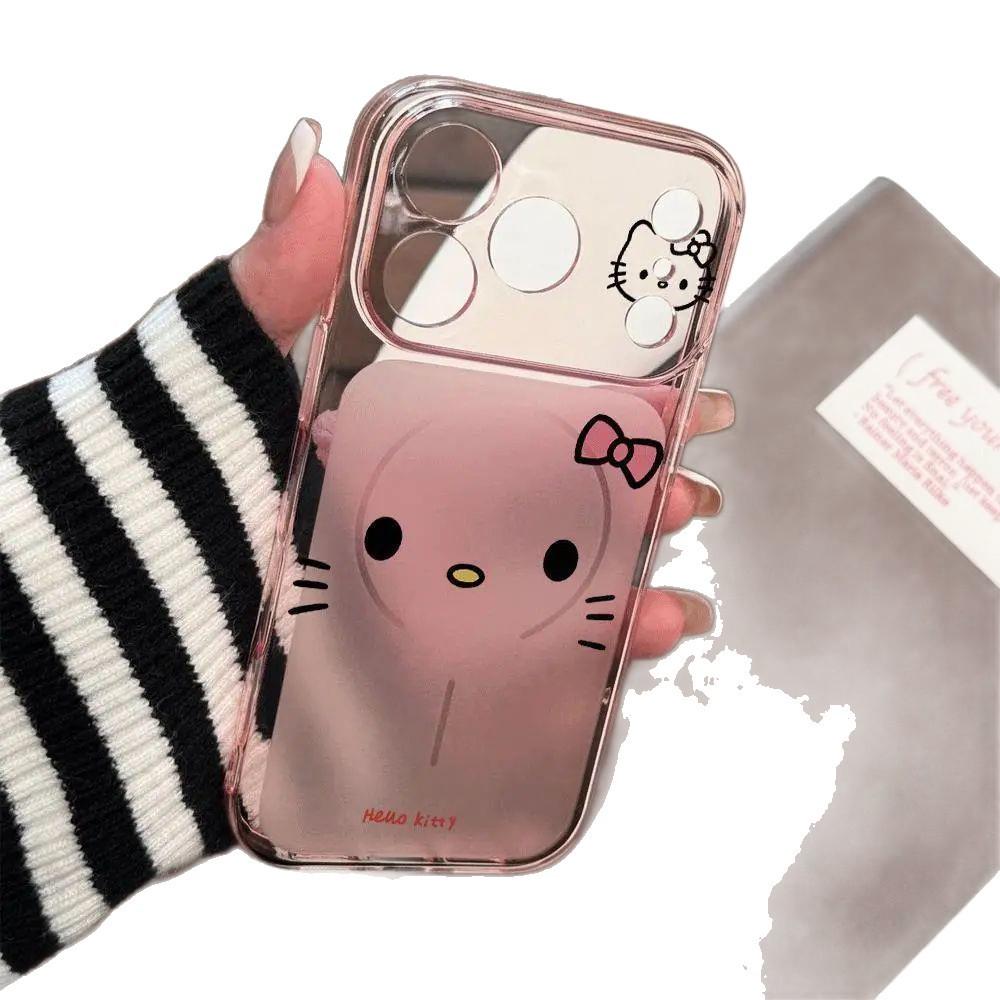 Розовый магнитный чехол Hello Kitty для Apple 17, 15, 14, 16 - Мягкий чехол Corning