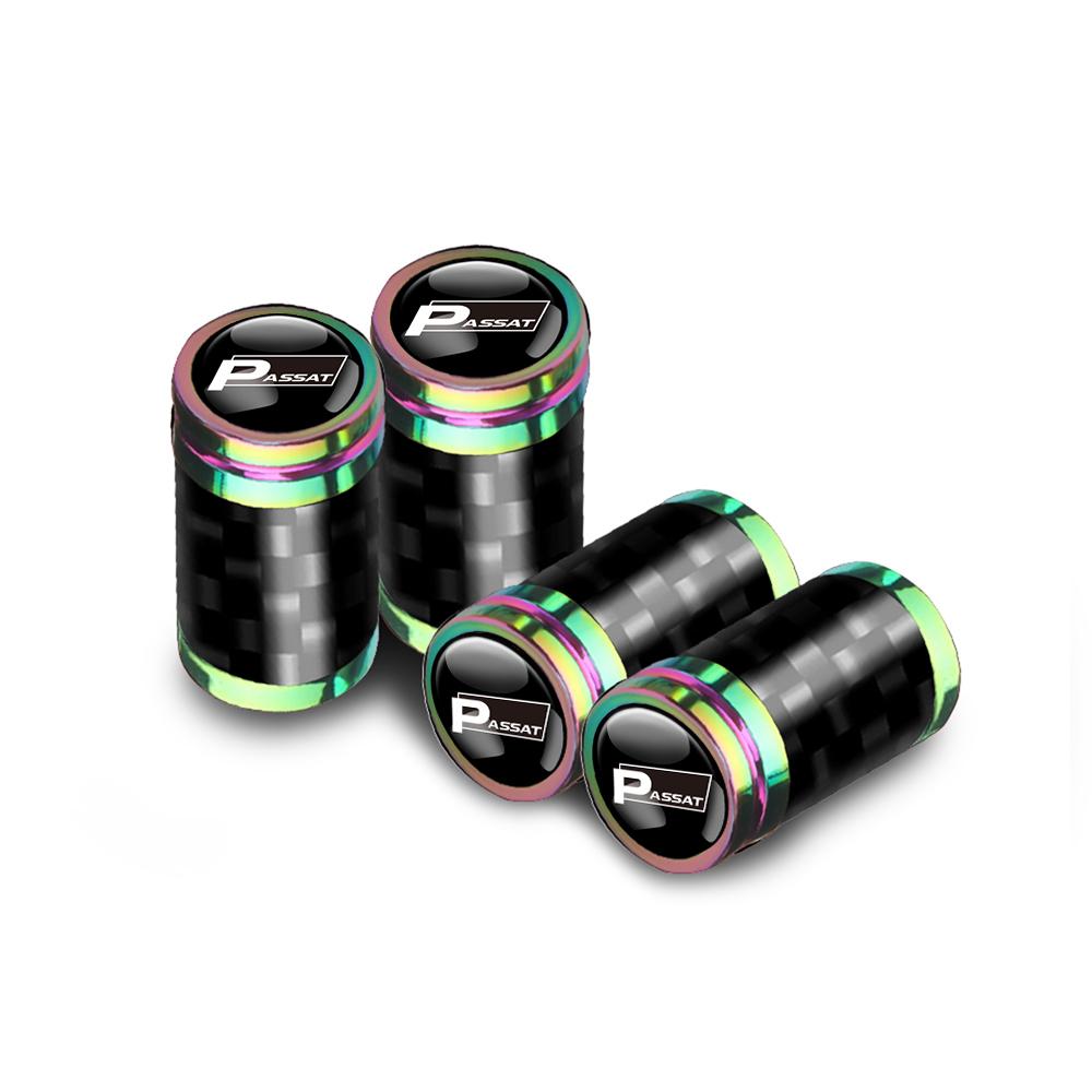 VW 4Pc Metal Car Wheel Tire Carbon Fiber Car Wheel Tires Valve Caps For Volkswagen VW Polo Passat Rline Golf Tiguan Jetta GTI Taigo EP1