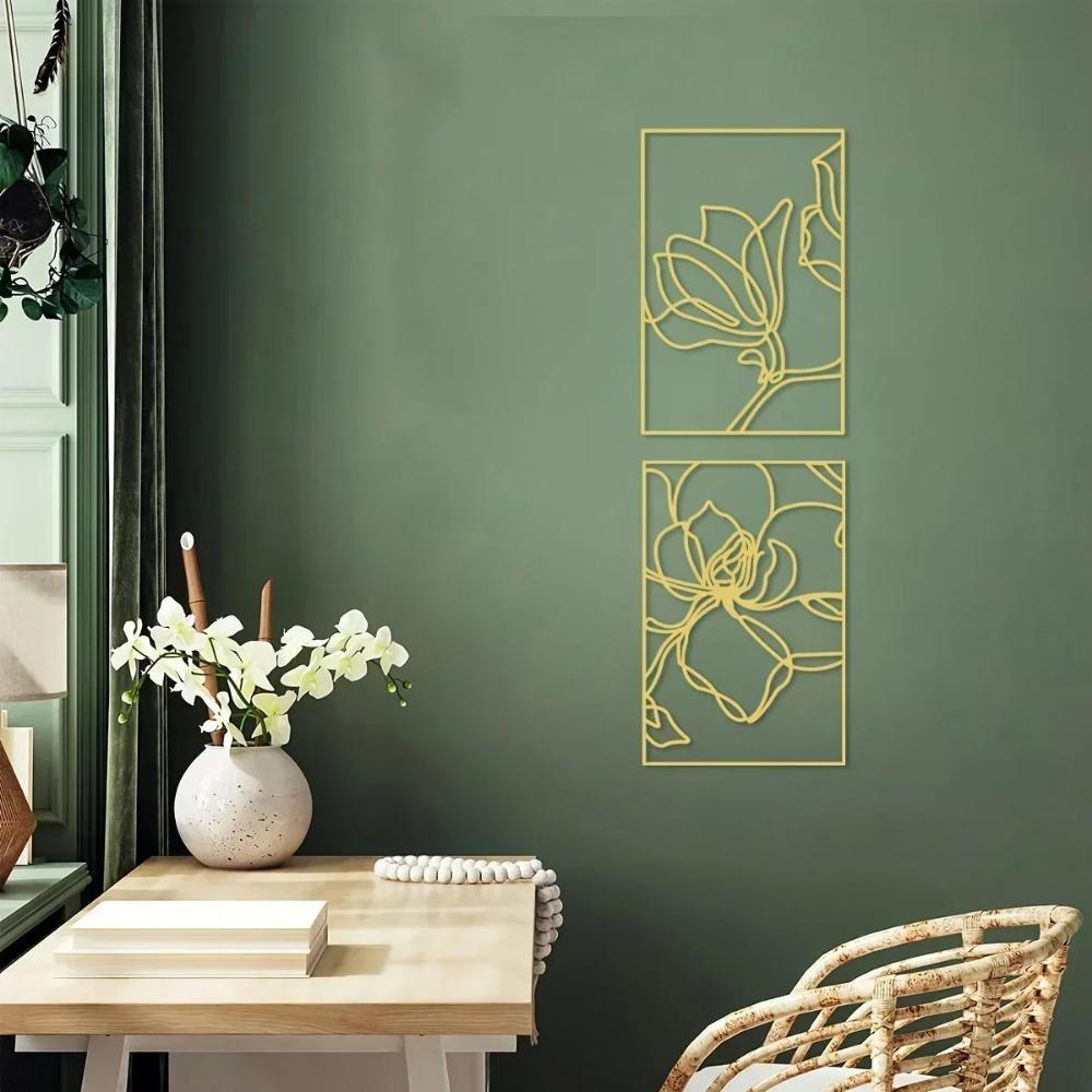 Металлические настенные украшения Большие золотые декоративные рамки Элегантные цветочные произведения искусства, стильный металлический настенный декор Идеально подходит для уникального украшения стен