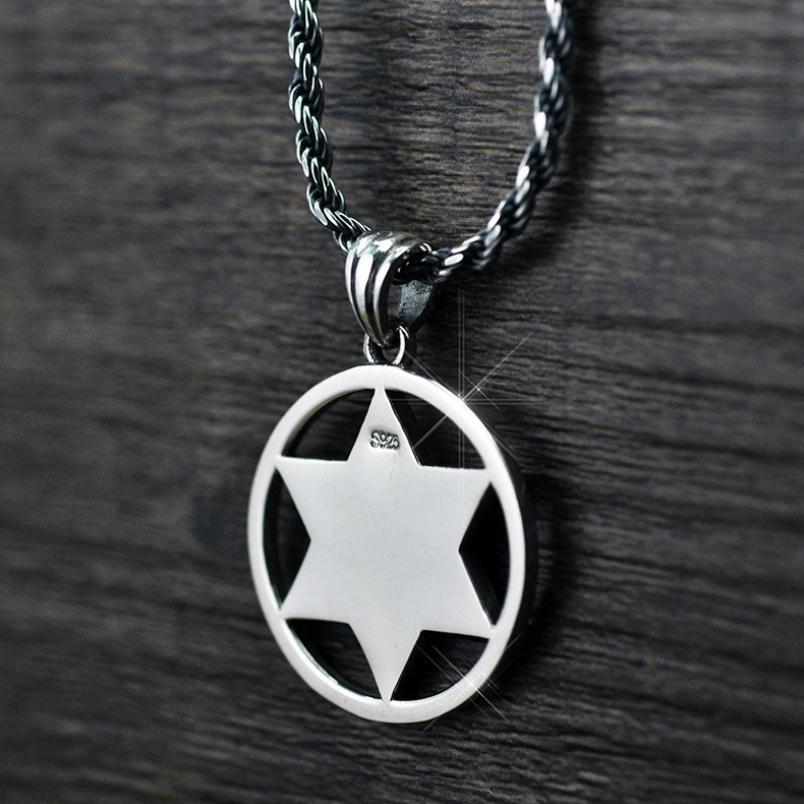 Оригинальный кулон из чистого серебра 925 пробы, тайское серебро, шесть слов, мантра, гексаграмма, подвеска для пары, винтажное твердое серебро Saint S925, ювелирные изделия