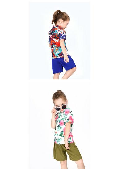 Kids' Sun Protection Two-Piece: Short Sleeve Casual Beachwear & Loose Pants for Boys & Girls