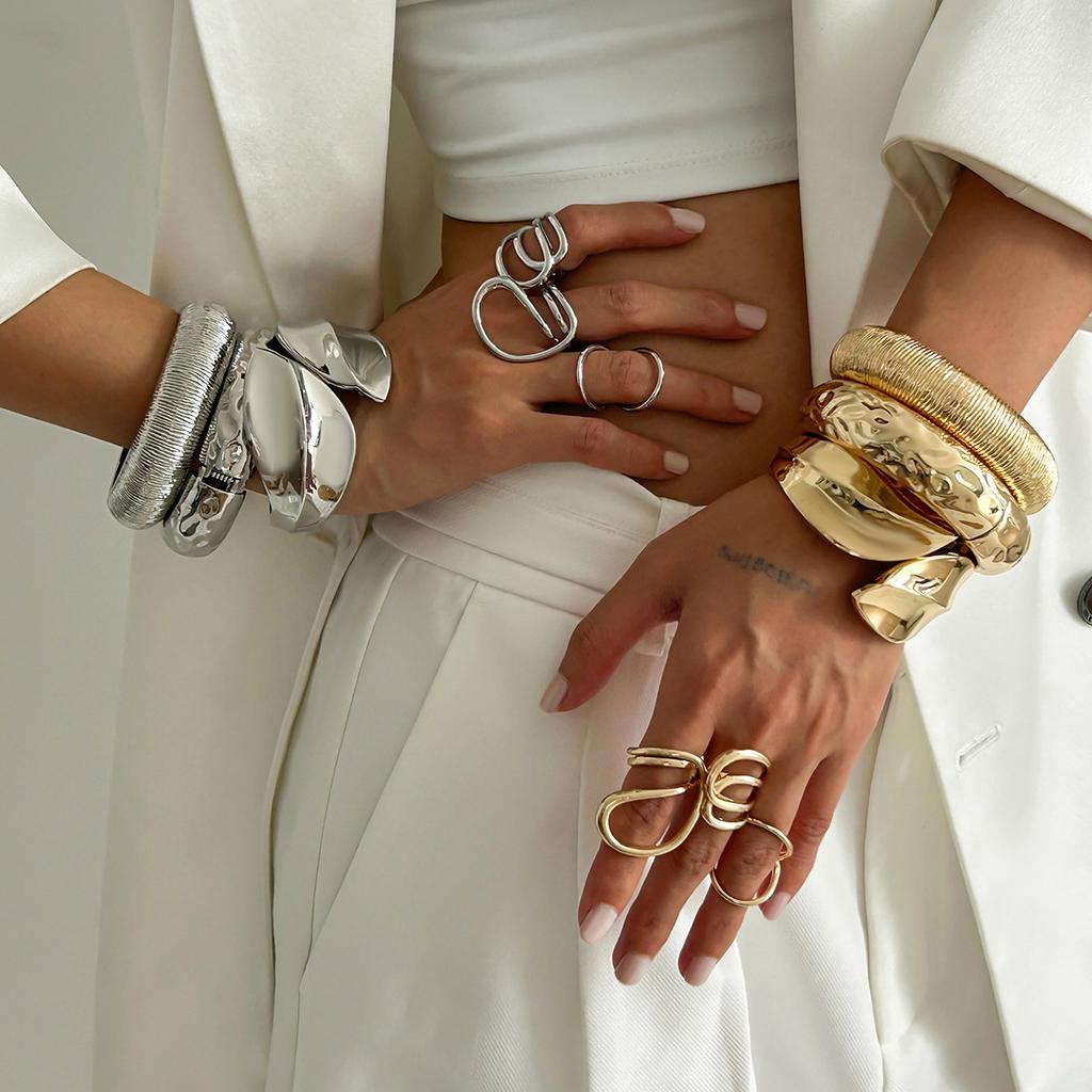 Punk Vintage Irregular Chunky Cuff Bangles for Women Leaf Statement Bracelets Bangles Pulseras Steampunk Men Jewelry