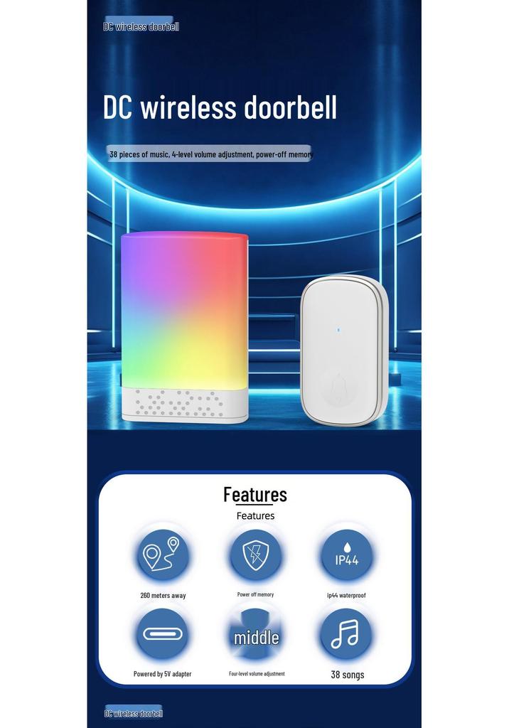 Long-Range Waterproof Wireless Doorbell for Home, Shop, or Villa