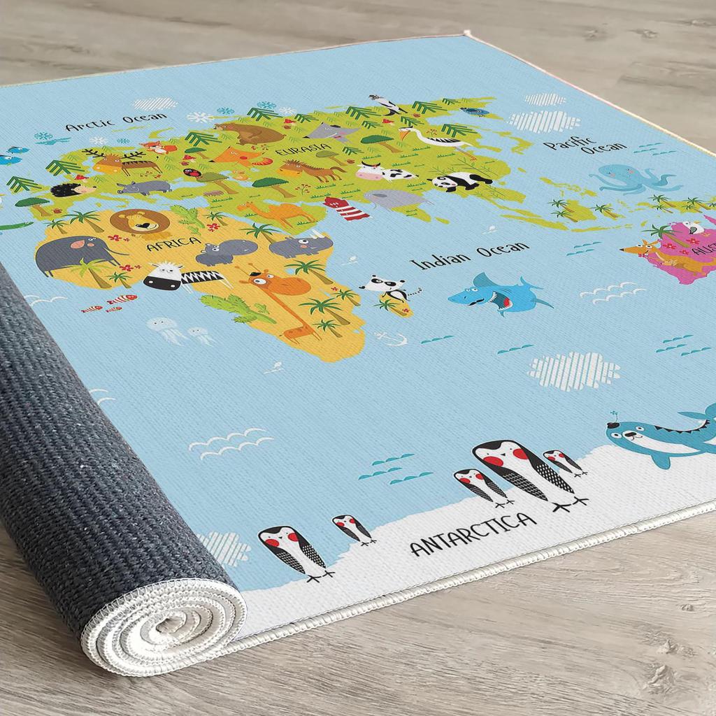 Декоративный современный тонкий коврик для детей из хлопка, устойчивый к пятнам, моющийся, сплетенный машиной