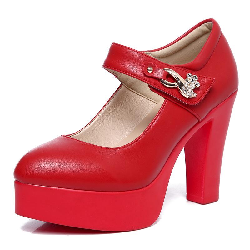 Весенне-осенние повседневные туфли на высоком каблуке 10 см, сексуальные туфли-лодочки на платформе и толстом каблуке Ruslana Korshunova