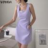 VONDA Летнее женское мини-платье без рукавов с квадратным воротником