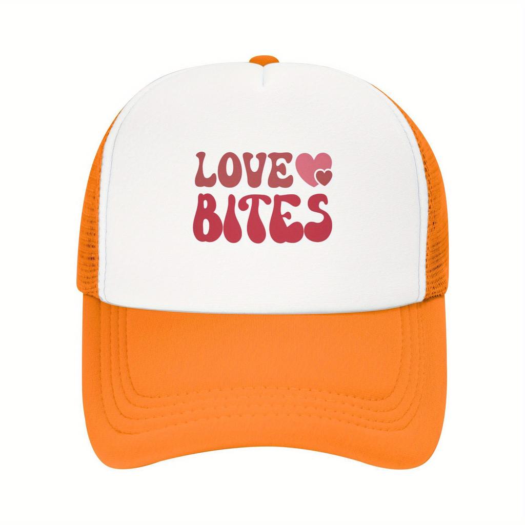 Love Bites Graphic Trucker Hat Breathable Mesh Baseball Cap Casual TwoTone Style Adult