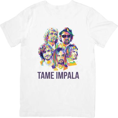 Tame Impala Музыка Подходящая для Мужчин и Женщин Качественная Хлопковая Футболка Белая.